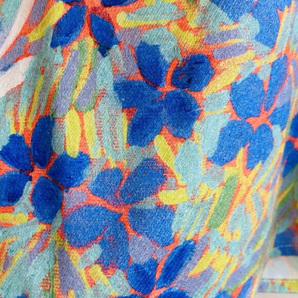 CLAIRE DESJARDINS Shirt Dress Tab Sleeve Abstract Floral Popover Bamboo Blend XL - Picture 8 of 14